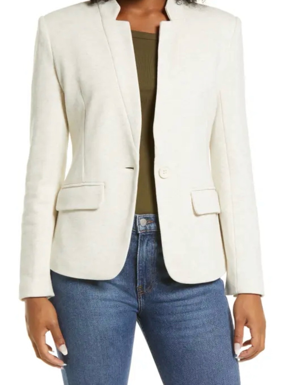 Women's Cream Gibson Notch-Collar Blazer Jacket